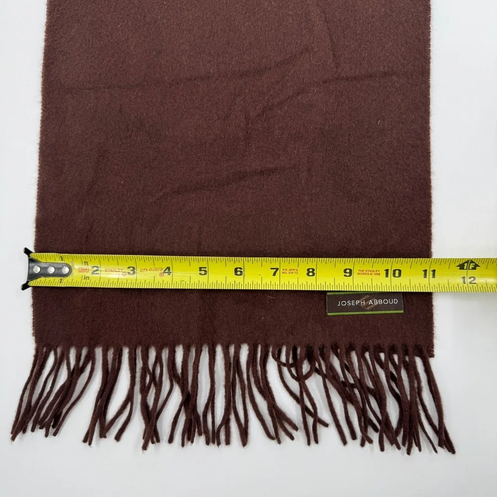 Joseph Abboud Scarf Mens OS Brown 100% Cashmere Made in Germany Fringe Trim